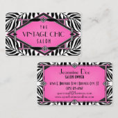 Elegant Zebra Art Deco Pink Diamond Visitekaartje (Voorkant / Achterkant)