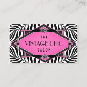 Elegant  Zebra Art Deco Pink Diamond Visitekaartje (Voorkant)