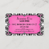 Elegant  Zebra Art Deco Pink Diamond Visitekaartje (Achterkant)