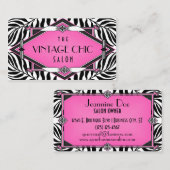 Elegant  Zebra Art Deco Pink Diamond Visitekaartje (Voorkant / Achterkant)