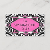 Elegant  Zebra Art Deco Pink Diamond Visitekaartje (Voorkant)