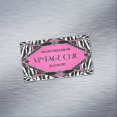 Elegant  Zebra Art Deco Pink Diamond Visitekaartje Magneet (Voorbeeld)