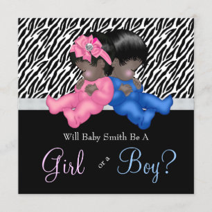 Elegant Zebra Baby Gender onthulling Shower Kaart
