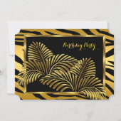 Elegant Zebra Black Gold Golden Palm Party Kaart (Achterkant)