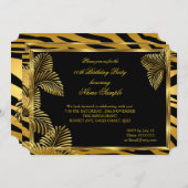 Elegant Zebra Black Gold Golden Palm Party Kaart (Voorkant / Achterkant)