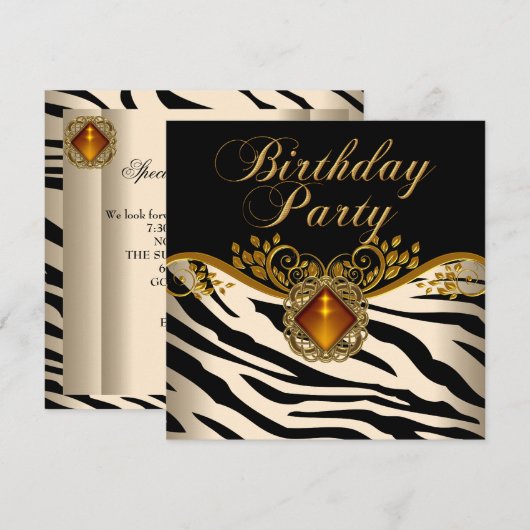 Elegant Zebra Caramel Amber Black Gold Dag Kaart (Voorkant / Achterkant)