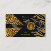 Elegant Zebra Leopard Zwart Goud Visitekaartje (Voorkant)