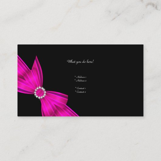Elegant Zebra Leopard Zwart Hot roze Visitekaartje (Achterkant)