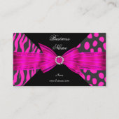 Elegant Zebra Leopard Zwart Hot roze Visitekaartje (Voorkant)