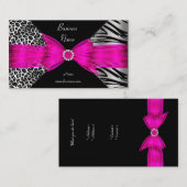 Elegant Zebra Leopard Zwart Hot roze Visitekaartje (Voorkant / Achterkant)