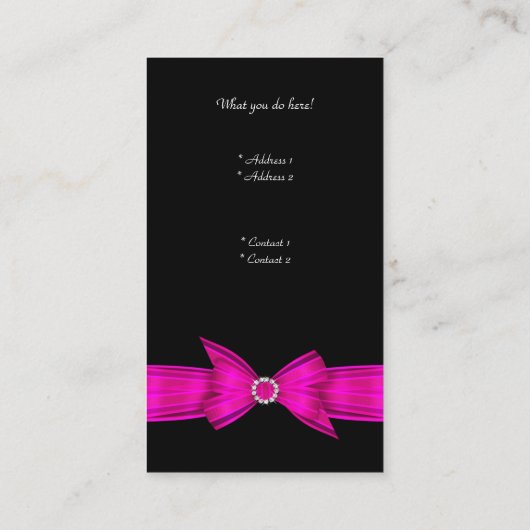 Elegant Zebra Leopard Zwart Hot roze Visitekaartje (Achterkant)