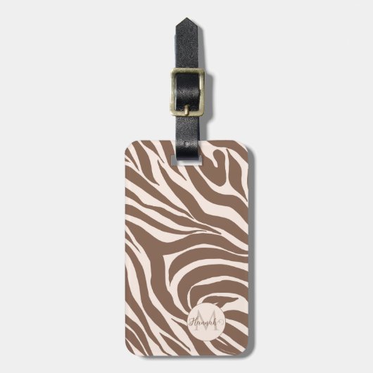 Elegant Zebra mocha patroon Bagagelabel (Voorkant verticaal)