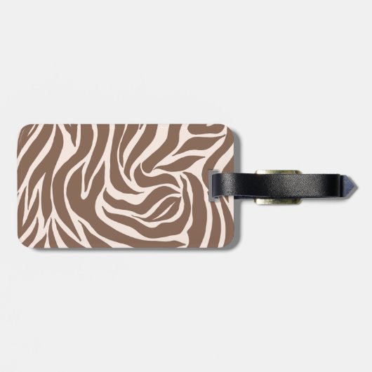 Elegant Zebra mocha patroon Bagagelabel (Achterkant horizontaal)