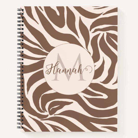 Elegant Zebra mocha patroon Notitieboek (Voorkant)