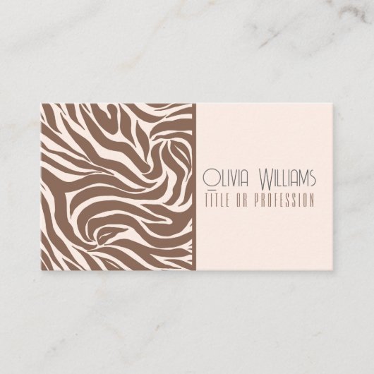 Elegant Zebra mocha patroon Visitekaartje (Voorkant)