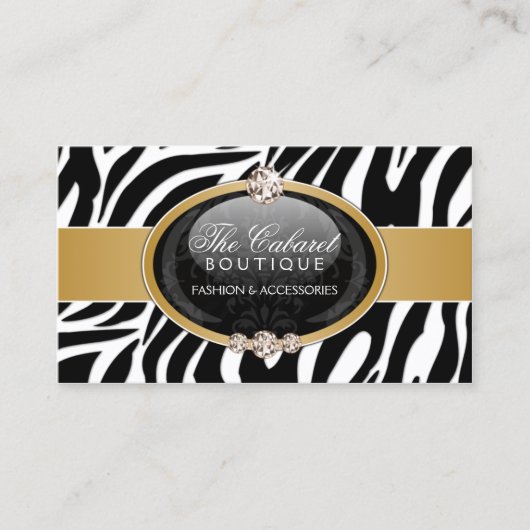 Elegant Zebra Mode juwelen Visitekaartje (Voorkant)