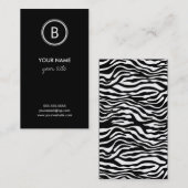 Elegant Zebra Monogram Visitekaartjes (Voorkant / Achterkant)