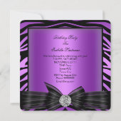 Elegant Zebra Paars Diamond Bow Birthday Party Kaart (Achterkant)