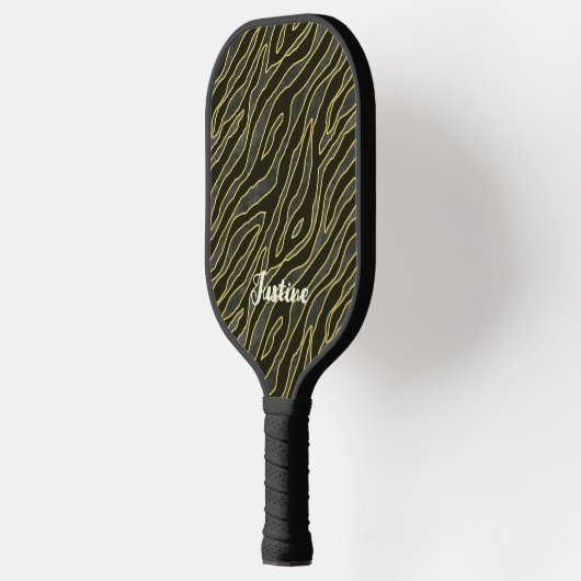Elegant Zebra Pattern Name Script Pickleball Paddle (Links)