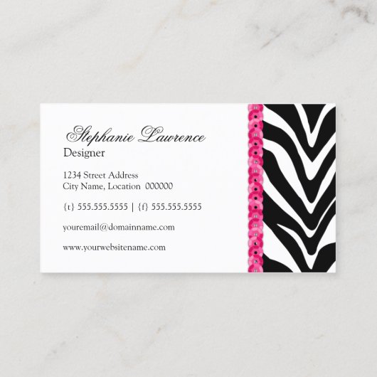 Elegant Zebra Pattern Sequin look Visitekaartje (Achterkant)