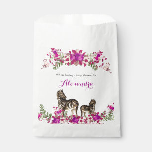 Elegant Zebra Pink Floral Baby shower Party Bedankzakje