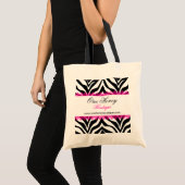 Elegant Zebra Print and Pink Lace Personalized Bag Tote Bag (Voorkant (product))