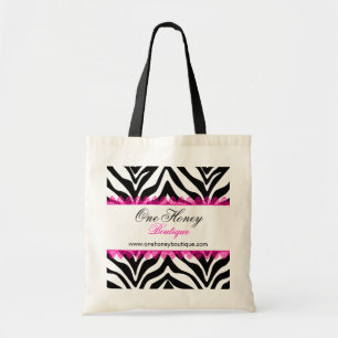 Elegant Zebra Print and Pink Lace Personalized Bag Tote Bag