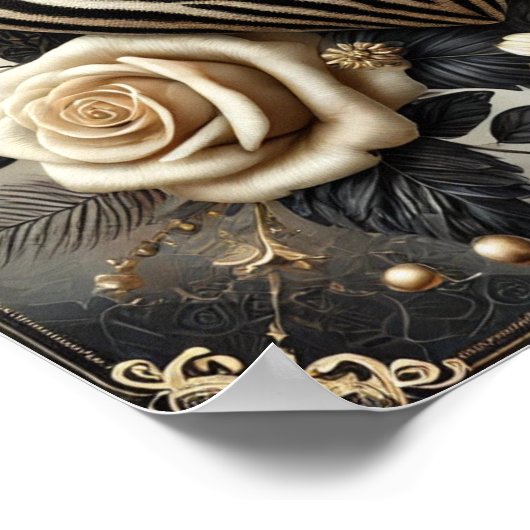 Elegant Zebra Print Hart & Rozen Poster (Hoek)