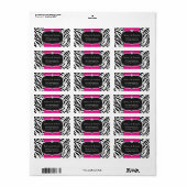 Elegant Zebra Print Hot Pink Weddenschap Baby show Etiket (Full Sheet)