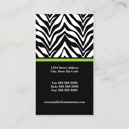 Elegant Zebra Print Monogram Visitekaartje (Achterkant)