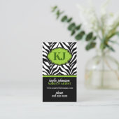 Elegant Zebra Print Monogram Visitekaartje (Staand voorkant)