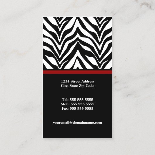 Elegant Zebra Print Monogram Visitekaartjes (Achterkant)