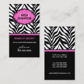 Elegant Zebra Print Monogram Visitekaartjes (Voorkant / Achterkant)