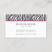 Elegant Zebra Print Pink Black White Custom  Visitekaartje (Achterkant)
