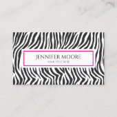 Elegant Zebra Print Pink Black White Custom  Visitekaartje (Voorkant)