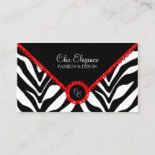 Elegant Zebra Print & Red Lace Visitekaartje (Voorkant)
