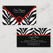 Elegant Zebra Print & Red Lace Visitekaartje (Voorkant / Achterkant)