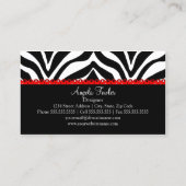 Elegant Zebra Print & Red Lace Visitekaartje (Achterkant)