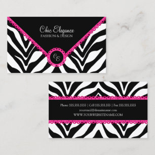 Elegant Zebra Print & Roze kant Visitekaartje
