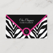 Elegant Zebra Print & Roze kant Visitekaartje (Voorkant)