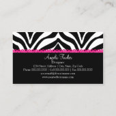 Elegant Zebra Print & Roze kant Visitekaartje (Achterkant)