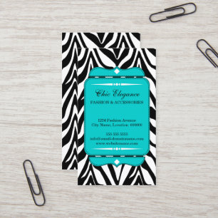 Elegant Zebra Print Turquoise Visitekaartje