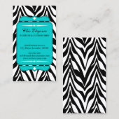 Elegant Zebra Print Turquoise Visitekaartje (Voorkant / Achterkant)