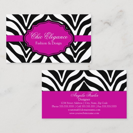 Elegant Zebra Print Visitekaartje (Voorkant / Achterkant)