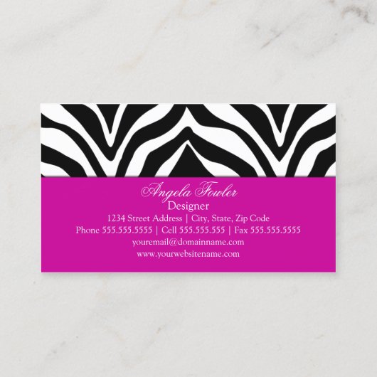 Elegant Zebra Print Visitekaartje (Achterkant)