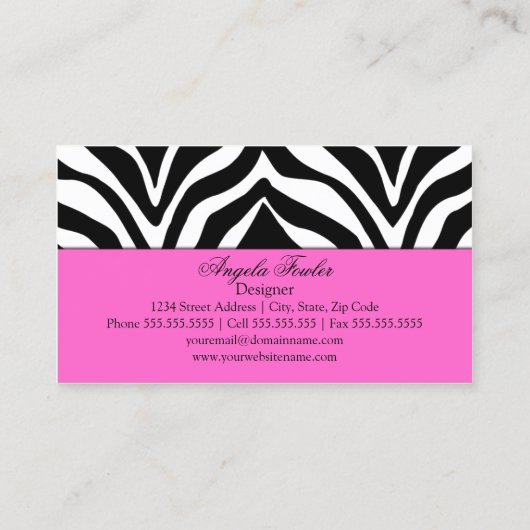 Elegant Zebra Print Visitekaartje (Achterkant)