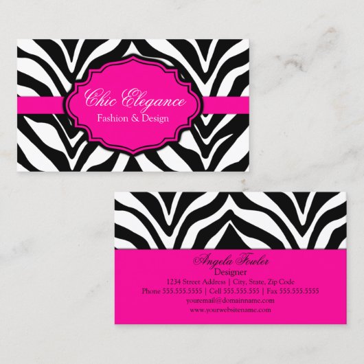 Elegant Zebra Print Visitekaartje (Voorkant / Achterkant)