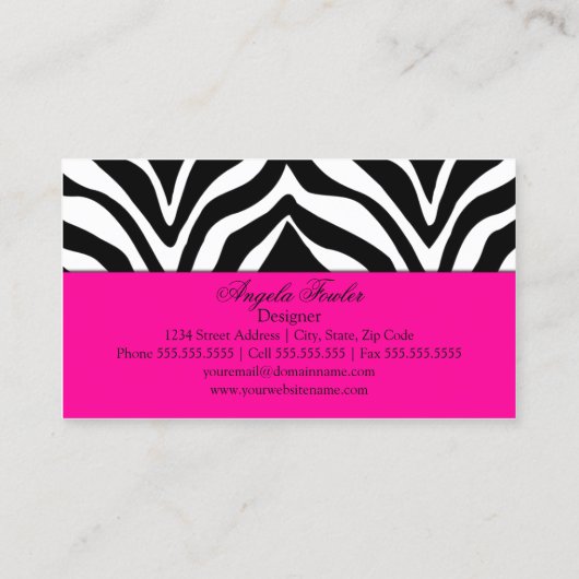 Elegant Zebra Print Visitekaartje (Achterkant)