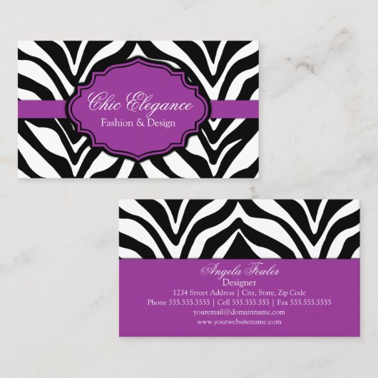 Elegant Zebra Print Visitekaartje (Voorkant / Achterkant)