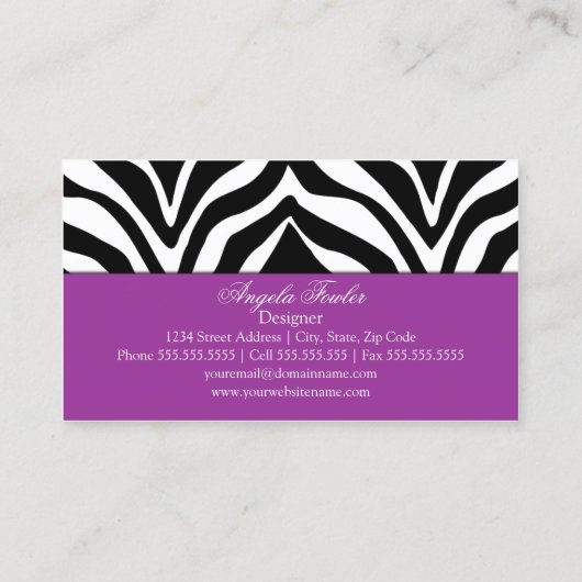 Elegant Zebra Print Visitekaartje (Achterkant)